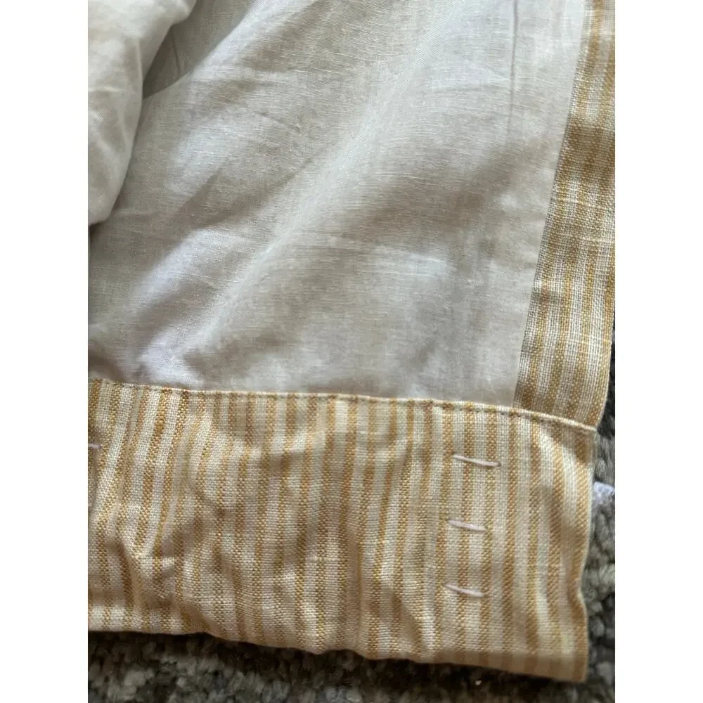 2 POTTERY BARN WHEATON STRIPE SUNFLOWER YELLOW LINEN CURTAINS SET READ
